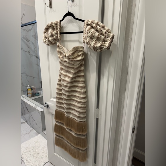 PatBO Stripped Crochet Maxi Dress Natural- Used ONCE! - Picture 7 of 12